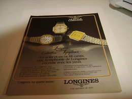 PUBLICITE  MONTRE LONGINES  LE STYLE  1983 - Autres & Non Classés