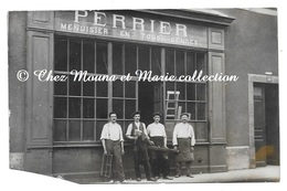 MENUISERIE PERRIER MENUISIER AU N° 4 - DEVANTURE COMMERCE - CARTE PHOTO - Winkels