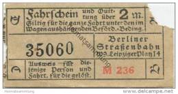 Deutschland - Berlin - Berliner Strassenbahn W. 9 Leipziger Platz 14 - Fahrschein Und Quittung 2M. 20er Jahre - Europe