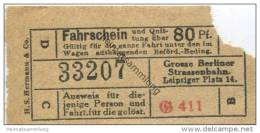 Deutschland - Berlin - Grosse Berliner Strassenbahn W. 9 Leipziger Platz 14 - Fahrschein Und Quittung 80Pf. 20er Jahre - Europe