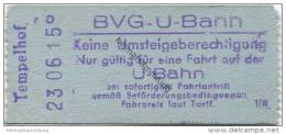 Deutschland - Berlin - BVG U-Bahn - U-Bahn Fahrschein - Tempelhof DM 0,40 - Europe