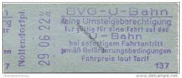 Deutschland - Berlin - BVG U-Bahn - U-Bahn Fahrschein - Nollendorfplatz DM 0,40 - Europa