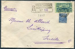 1925 New Caledonia Registered Cover Pounerihouen - Linkoping Sweden - Briefe U. Dokumente