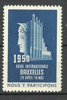Belgium 1950 Foire Internationale Bruxelles * - Commemorative Labels
