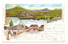 0-6205 DERMBACH, Lithographie 1903, Gaststätte Sächsischer Hof, Bezirksdirection, Panorama - Bad Salzungen