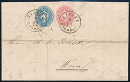 1865 5kr + 10kr Levélen ,,SISSEK Bahnhof' - ,,WIEN' - Altri & Non Classificati