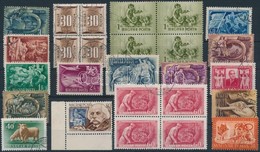 O 14 Különféle Bélyeg + 3 Négyestömb Szám Vízjellel/ 14 Different Stamps + 3 Blocks Of 4 With IV. In Watermarks - Altri & Non Classificati