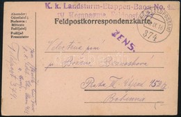 1916 Tábori Posta Levelez?lap 'K.k. Landsturm-Etappen-Baon No.413 IV. Kompagnie' + 'FP 374' - Altri & Non Classificati