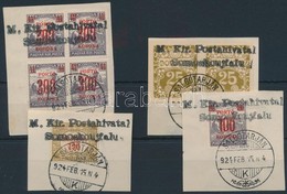 1924 ,,M. Kir.  Postahivatal Somosk?újfalu'  +  ,,SALGÓTARJÁN'  Bélyegzések 4 Kivágáson - Altri & Non Classificati