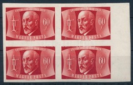 ** 1948 Eötvös Loránd ívszéli Vágott Négyestömb / Mi 1022 Imperforate Margin Block Of 4 - Altri & Non Classificati