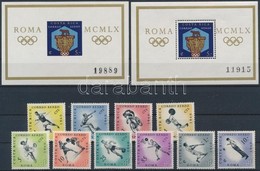 ** 1960 Olimpia Sor Mi 570-579 + Blokkpár Mi 4 A-B (10Col Rozsda / Stain) - Altri & Non Classificati