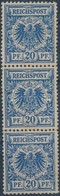 ** 1889 Mi 48b Függ?leges Hármascsík / Vertical Stripe Of 3 Certificate: Claus Petry (kis Foltok, Elszínez?dött Gumi, Ki - Altri & Non Classificati