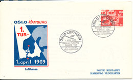 Norway Cover First Lufthansa City Jet Flight Oslo - Copenhagen - Hamburg 1-4-1969 - Brieven En Documenten