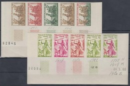 ** 1957 Néprajz Mi 186-187 10 Klf Fogazatlan Színpróba 2 Db ívsarki ötöscsíkban / 2 Stripes Of 5 Different Imperforate C - Altri & Non Classificati