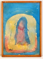 Bálint Jelzéssel: Lány A Lámpafényben, Akvarell, Papír, üvegezett Fa Keretben, 42,5×29 Cm - Altri & Non Classificati