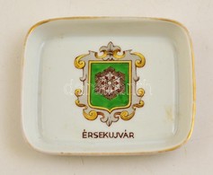 Herendi(1939) Porcelán 'Érsekújvár' Címeres Tálka, Kézzel Festett, Jelzett, Kopásnyomokkal, 8×6,5 Cm - Altri & Non Classificati