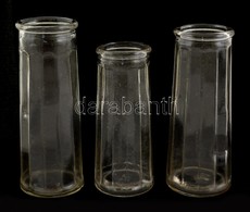 3 Db Régi Bef?ttes üveg, Csorbákkal, M: 14,5 és 16,5 Cm Között - Vetro & Cristallo