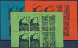 1911 Nemzetközi Vas- és Gépipari Kiállítás Levélzáró Kisív 3 Klf Színben (a Zöld Kisív Alsó Széle Hiányzik) - Non Classificati