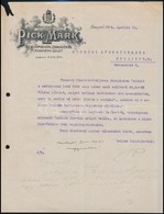 1924 Pick Márk Szalámigyár, Zsiradék és Termény üzlet  Díszes Fejléces Levél, 28x22 Cm - Non Classificati