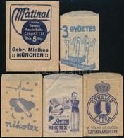 Cca 1920-1940 10 Db Régi Cigaretta Papírtasak (Matinal, Nikotex (3db), Senator, Altesse, F?városi Dohánybolt, Diadal, Mo - Pubblicitari