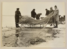 Cca 1960 Balatoni Jéghalászat Nagyméret? Fotó 41x30 Cm - Altri & Non Classificati