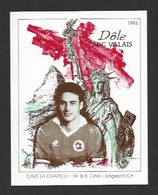 Etiquette De Vin Dole AOC Valais 1993  -  Coupe Du Monde De Foot USA 1994  -  Equipe De Suisse  -  Illustrateur ? - Fútbol