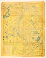 Cca 1930-1940 Budapest Térképe, Tizennégy Kerület, Utcajegyzékkel és Kerületi útmutatóval, Er?sen Szakadt, 49×40 Cm - Altri & Non Classificati