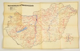 1953 Magyarország Autóbuszhálózatának Térképe, Hátoldalán OTP Takarékbetét-könyv Reklám, 42,2×66,5 Cm - Altri & Non Classificati