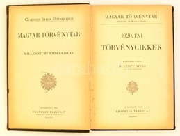 1920. évi Törvénycikkek. Jegyzetekkel Ellátta: Dr. Térfy Gyula. Corpus Juris Hungarici. Magyar Törvénytár. Milleniumi Em - Non Classificati