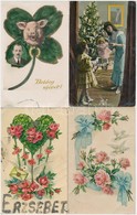 * 33 Db RÉGI üdvözl? Lap Sok Dombornyomott, Karácsonyi és Litho Lappal / 33 Pre-1945 Greeting Art Postcards With Many Li - Non Classificati