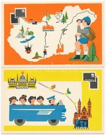 ** 7 Db MODERN Magyar Takarékossági Grafikai Motívumlap / 7 Modern Hungarian Savings Graphic Propaganda Art Postcards - Non Classificati