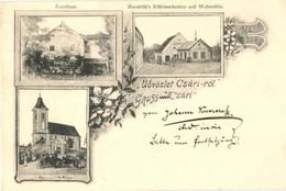 T2 1901 Csári, Cary; Erdész Lak, Templom, Mandelik Hengermalom és M?hely / Riffelwerkstätte Und Walzmühle, Kirche, Forst - Non Classificati