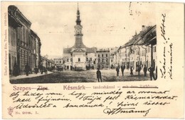 T4 Késmárk, Kezmarok; Tanácsház, üzletek. Kiadja Feitzinger Ede 1902-1912. No. 208. / Town Hall, Shops (vágott / Cut) - Non Classificati