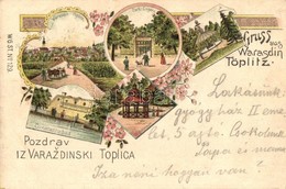 T2 1900 Varasdfürd?, Warasdin-Töplitz, Varazdinske Toplice; Park Eingang, Chinesischer Pavillon, Constantinbad, Brunnen  - Non Classificati