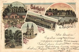 T3 Szabadka, Subotica; Palics, Társalgó Terem, Fürd?, Törvényszéki Palota, Fasor, Terézia Templom. Heumann Mór Kiadása / - Non Classificati