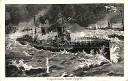 ** T2/T3 Torpedoboote Beim Angriff / German Torpedoboat In Battle, Art Postcard, F. E. D. Nr. 491. S: Arthur Thiele (EK) - Non Classificati