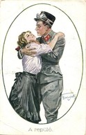 * T3 A Repül? / WWI Military Aircraft Pilot With His Love, Romantic Couple. Artist Signed  (EB) - Non Classificati