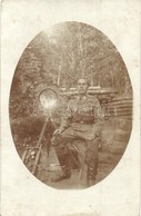 * T2 1917 Fényszóró A Futóárokban, Katona / WWI K.u.k. Military, Spotlight In The Trench. Photo - Non Classificati