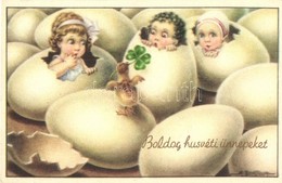 ** T2 Italian Art Postcard / Easter Greeting Card With Eggs And Girls. N.M.M. 538-1. S: Bertiglia - Non Classificati