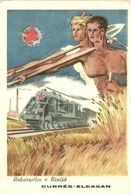 ** T2/T3 Durres-Elbasan, Hekurudha E Rinise / Albanian Railway Of The Youth. Communist Propaganda Card (EK) - Non Classificati