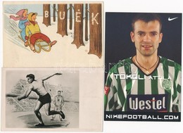 ** 3 Db MODERN Sport Motívumlap; Diszkoszvetés, Szánkózás, Tököli Attila (Fradi) / 3 Modern Sport Motive Postcards; Slei - Non Classificati