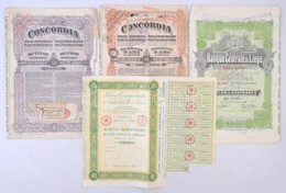 4db-os Vegyes Külföldi Részvény Tétel, Közte Románia / Bukarest 1924. 'Condordia - Société Anonyme Roumaine Pour L'Indus - Non Classificati