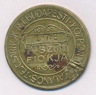 ~1930. 50f(?) 'Budapesti Központi Általános Tejcsarnok R. T.' üvegbetétjegye, '173'-as Beütéssel, Névérték átütve '40'-r - Non Classificati