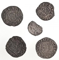 1205-1235. Denár Ag 'II. András' (0,32g) + 4db Hamis (korabeli?) Magyar Denár (4pcs Of Fake Denars) T:2- Rep 
Huszár: 25 - Non Classificati