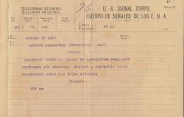 TELEG-243 CUBA US SIGNAL CORPS. LG-1315. TELEGRAPH TELEGRAM TELEGRAMA CIRCA 1899. - Télégraphes