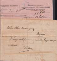 TELEG-245 CUBA. LG-1317. TELEGRAPH TELEGRAM TELEGRAMA TRANSMITIDO. CIRCA 1915. - Télégraphes