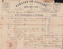 E6054 CUBA SPAIN ESPAÑA 1873 INVOICE ALMACEN DE FORRAGES + REVENUE RECIBOS Y CUENTAS 1873. - Strafport