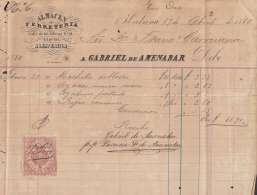 E6055 CUBA SPAIN ESPAÑA 1880 INVOICE ALMACEN FERRETERIA HARDWARE + REVENUE RECIBOS Y CUENTAS. - Impuestos