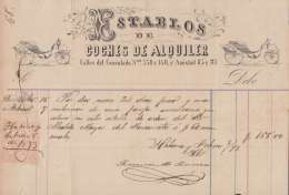 E6075 CUBA SPAIN ESPAÑA 1873 ILLUSTRATED INVOICE ESTABLOS DE CARRUAGES + REVENUE RECIBOS Y CUENTAS. - Portomarken