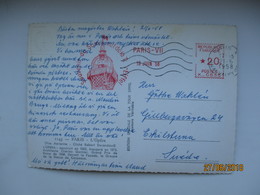 1958 FRANCE PARIS EIFFEL FRANKING METER MARK  TO SWEDEN  ,  POSTCARD    , 0 - Otros & Sin Clasificación